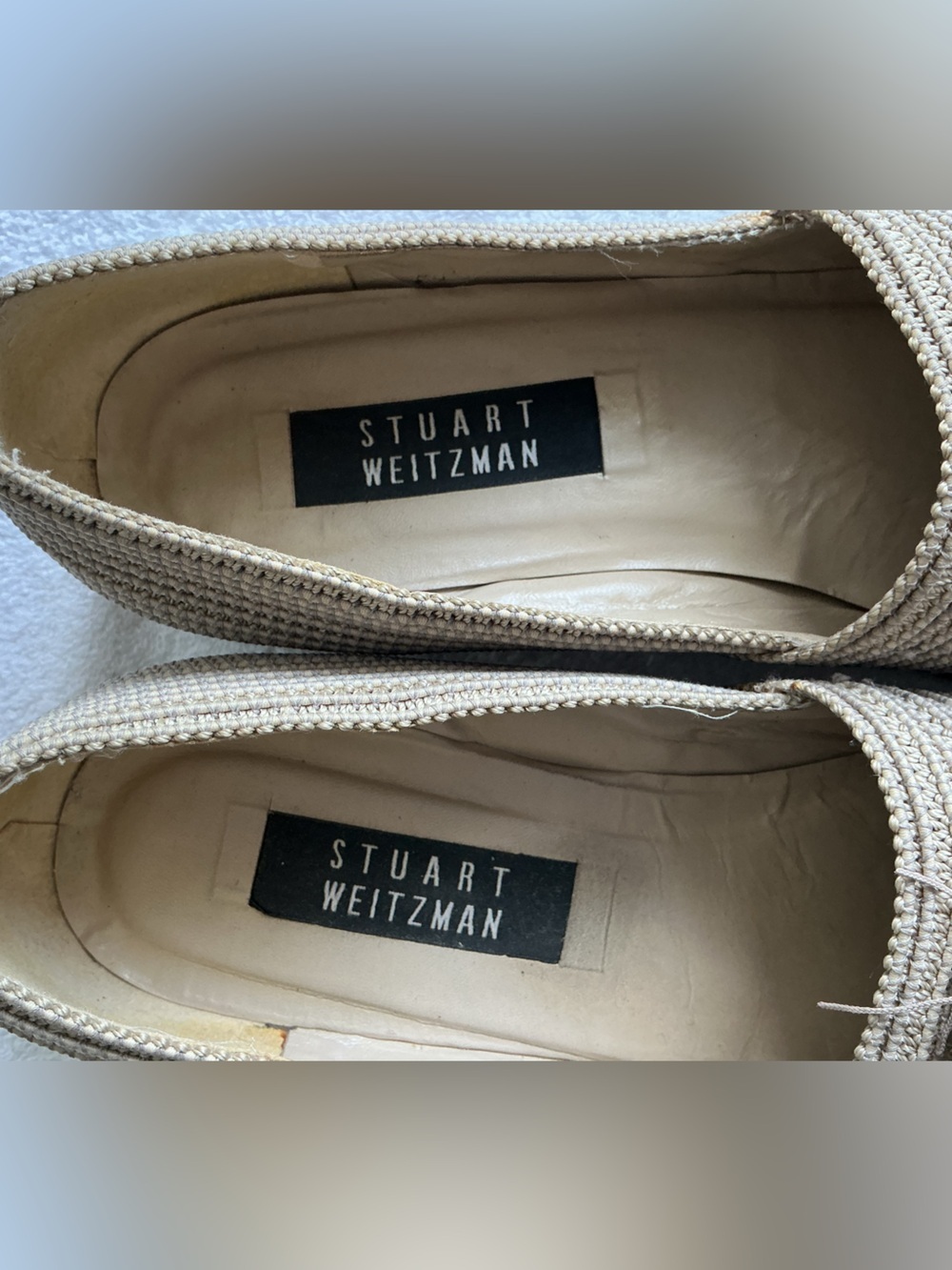 Stuart Weitzman Taupe Raffia Tassel Slip-Ons - Picture 12 of 15